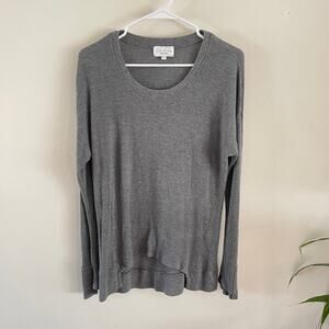 Feel The Piece Thermal Top Womens One Size Gray Waffle Knit Long Sleeve